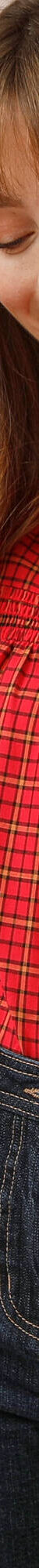 Chemisier smocké col volanté à carreaux (rouge) Chemisier smocké col volanté à carreaux (rouge)